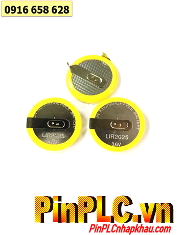 Pin sạc LIR2025 (chân thép 2 chấu hàn); Pin sạc lithium Li-ion LIR2025 - 30mAh - 3.6v chính hãng